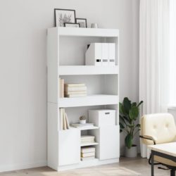 Highboard hvit 92x33x180 cm konstruert tre