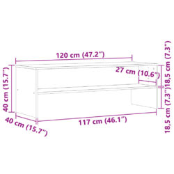 TV-benk gammelt tre 120x40x40 cm konstruert tre