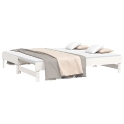 Uttrekkbar dagseng hvit 2x(75×190) cm heltre furu